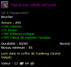 Targe en chêne vétuste